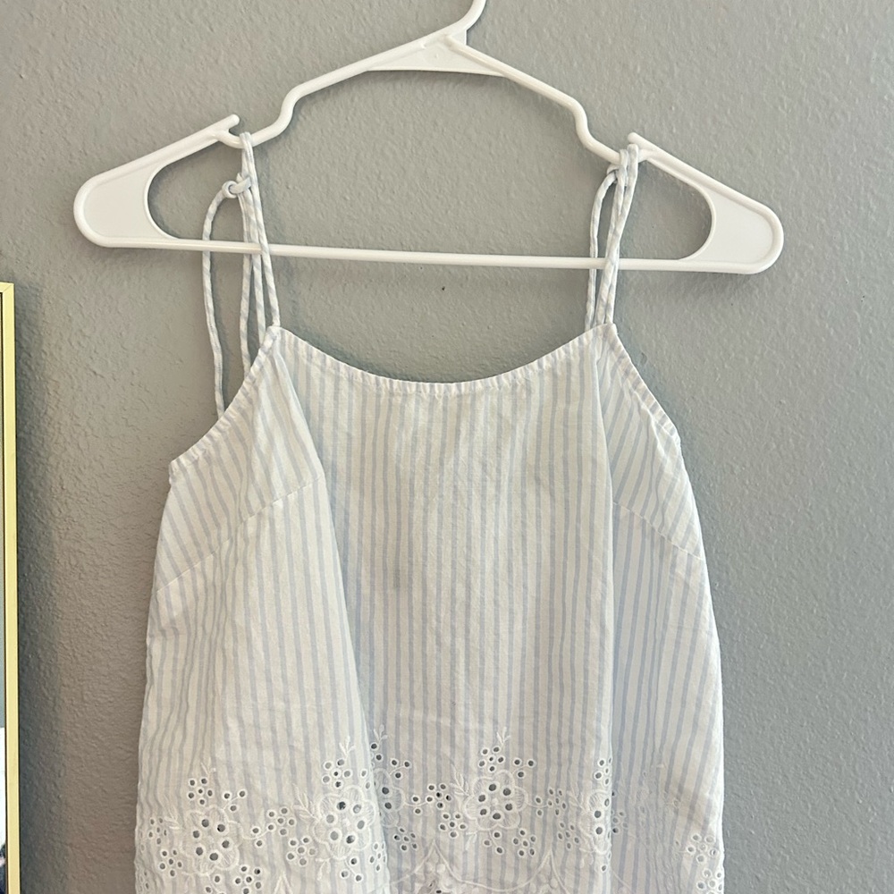 H&M White and Blue Striped Blouse